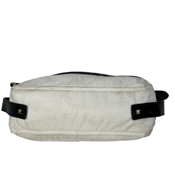 L.A.M.B Reversible White Nylon & Stripes Fabric Patent Leather Strap Hobo Bag - Picture 14 of 16